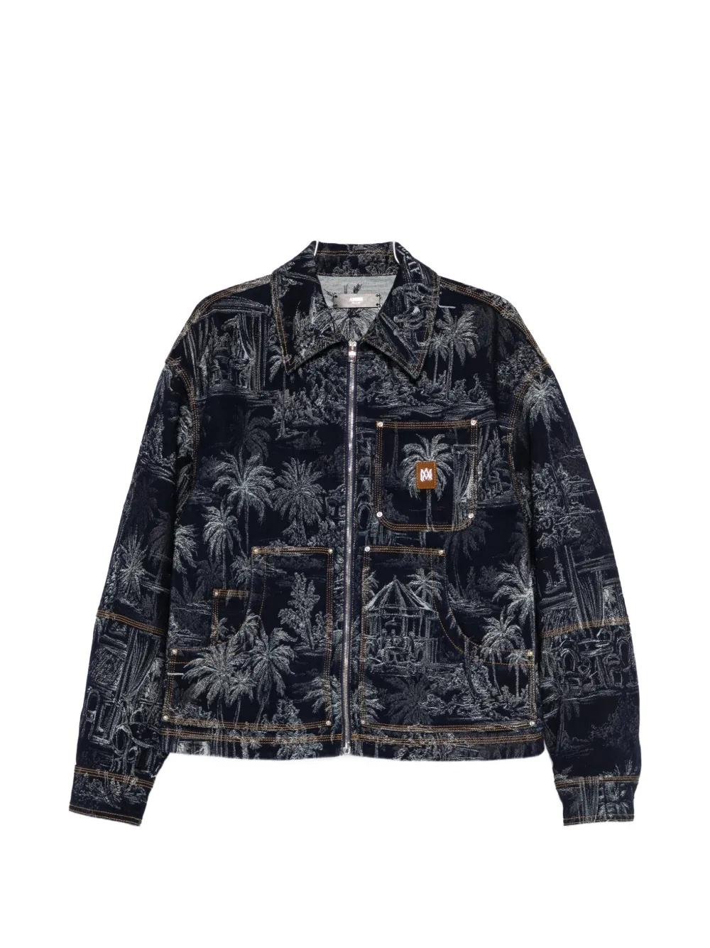 AMIRI jacquard zip chateau palms jacket – Blue AMIRI jacquard zip chateau palms jacket – Blue