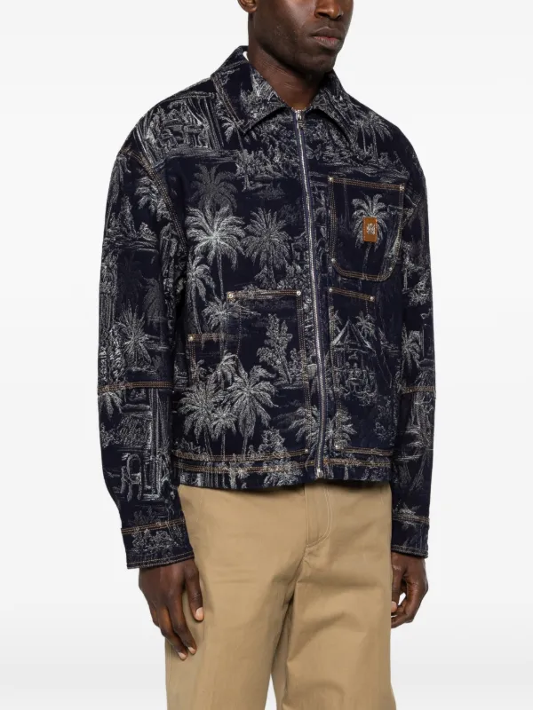 AMIRI Jacquard Zip Chateau Palms Jacket | Blue | FARFETCH GE