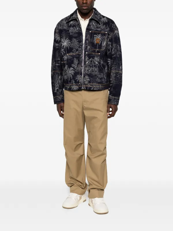 AMIRI Jacquard Zip Chateau Palms Jacket | Blue | FARFETCH GE