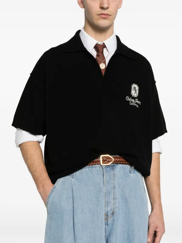 AMIRI ポロシャツ ブラック ホワイトロゴ AMIRI ロゴ ポロシャツ | ブラック | FARFETCH JP