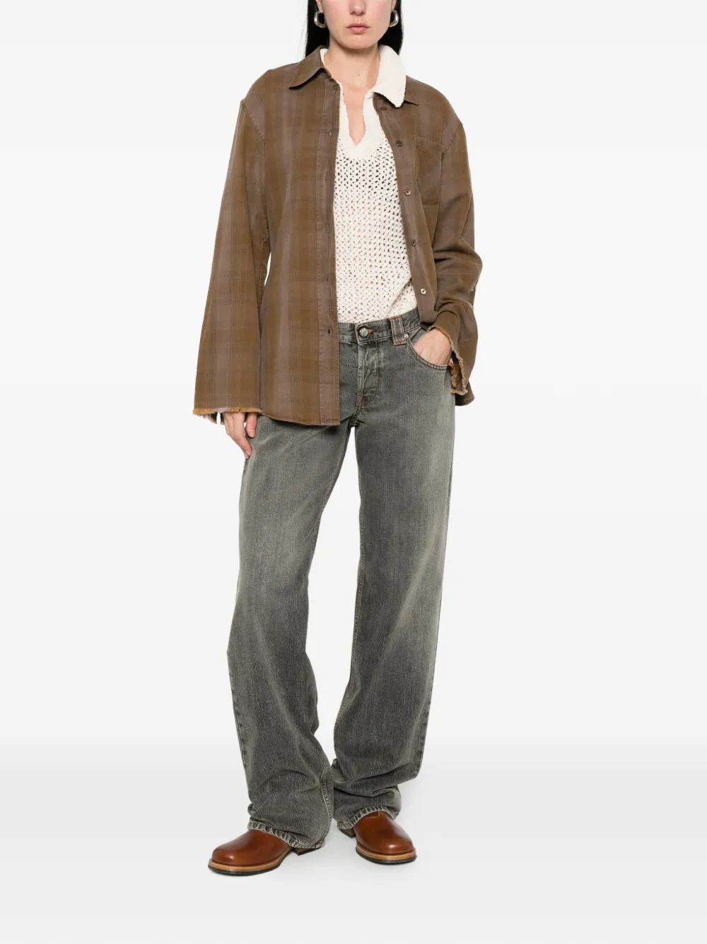  Aries Tyrone Distressed Low-rise Jeans - Grey 