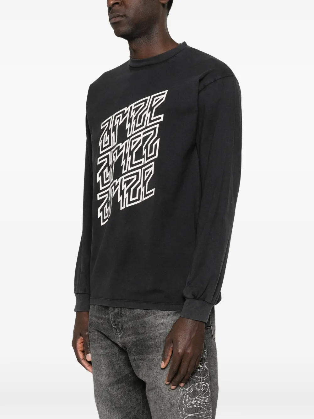 Aries Ariez Arize T-shirt met vervaagde lange mouwen Zwart