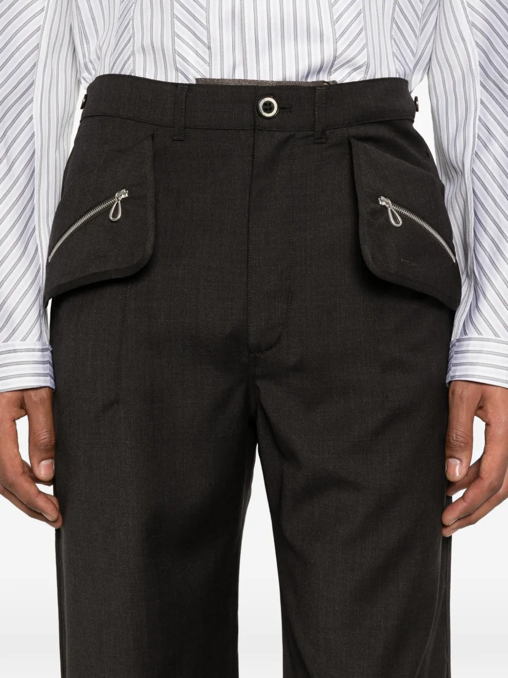 Kiko Kostadinov Komlo wollen broek met rits Bruin