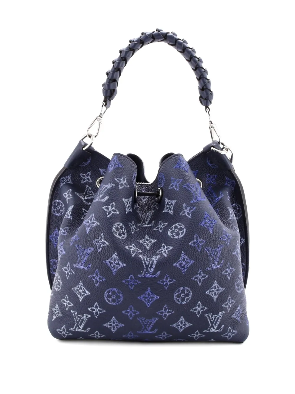 Pre-owned Louis Vuitton Muria Flight Mode Mahina Leather Bucket Bag In Blue