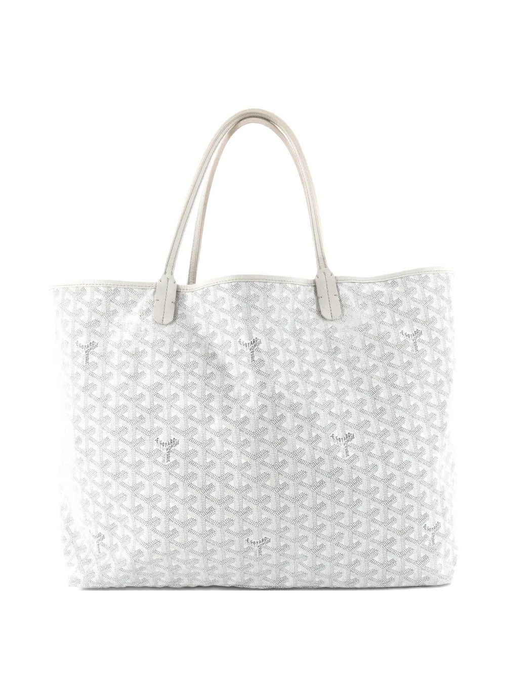 Pre-owned Goyard Saint Louis Coated Canvas Gm Tote Bag In White