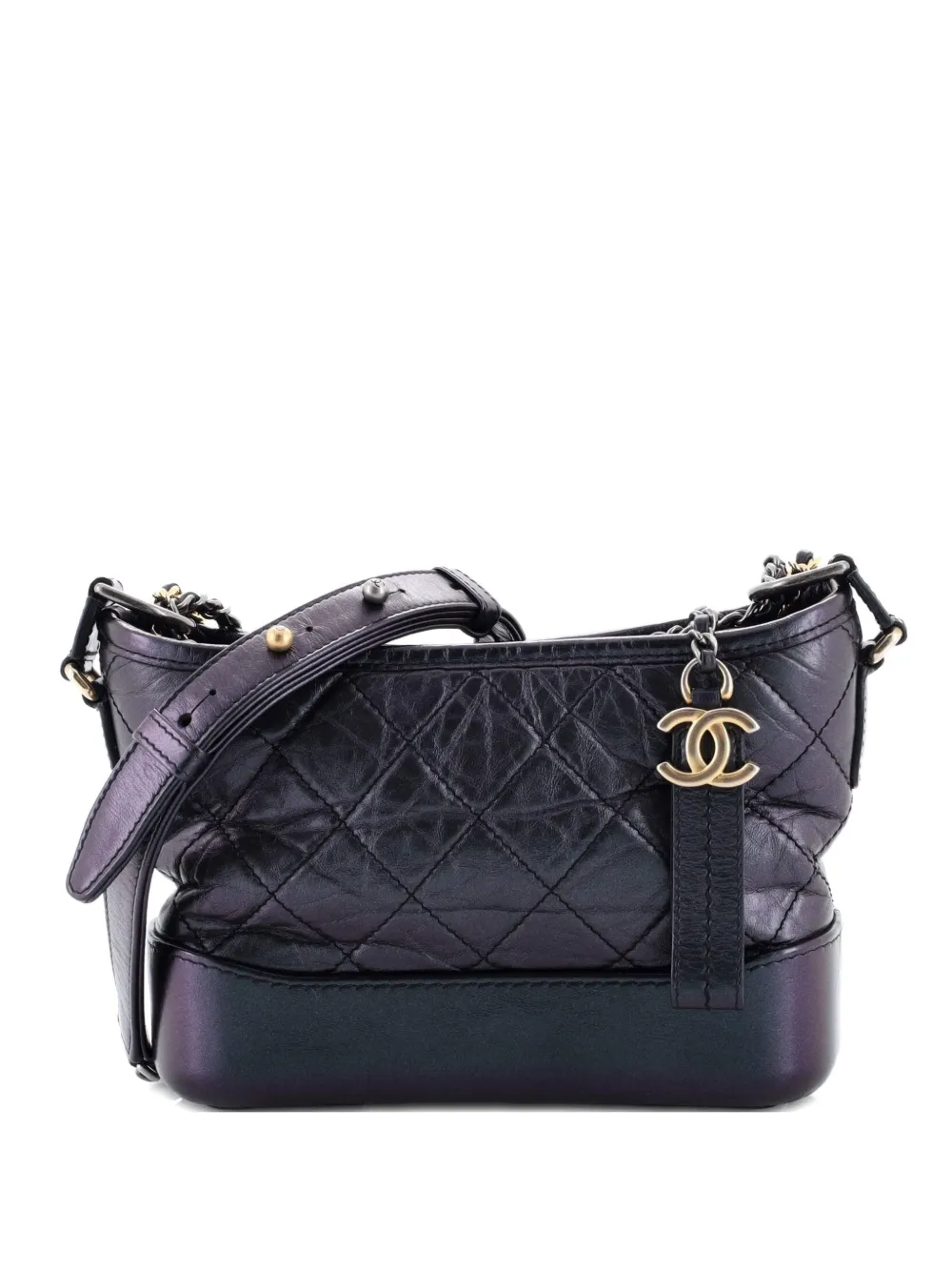 CHANEL Pre-Owned Gabrielle Quilted Aged Calfskin Small hobo bag - Viola