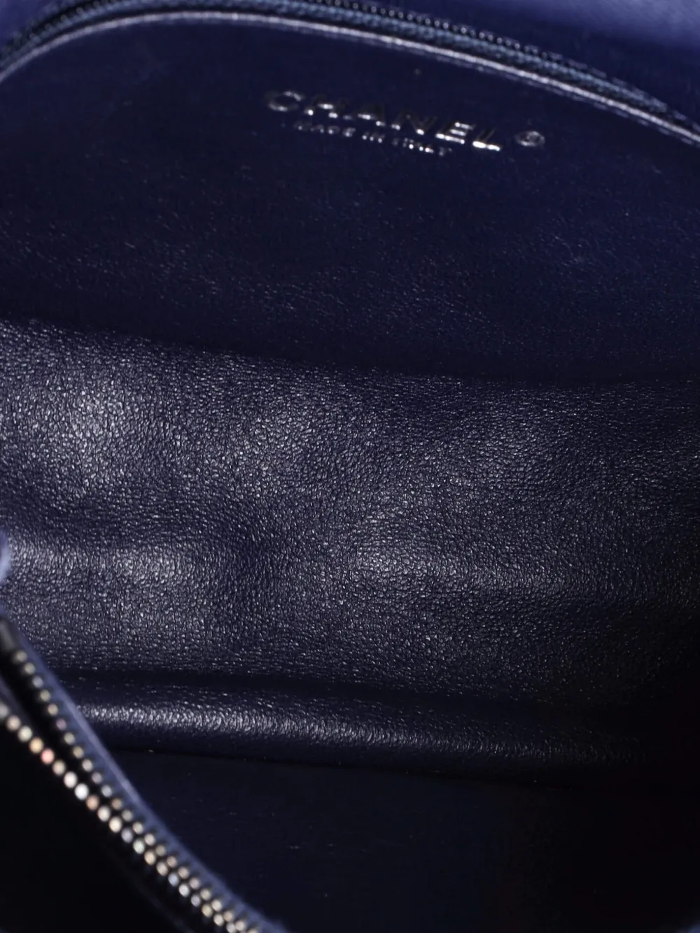 Pre-owned Chanel Coco Top Handle Bag Quilted Caviar With Lizard Embossed Handle Small Shoulder Bag In Blue