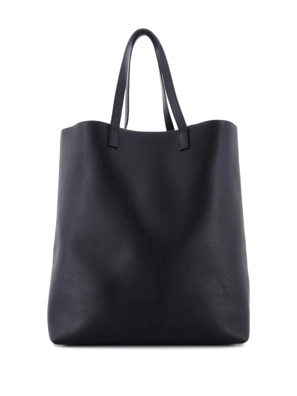 Pre-owned Saint Laurent Bold Leather Large Tote Bag In Black