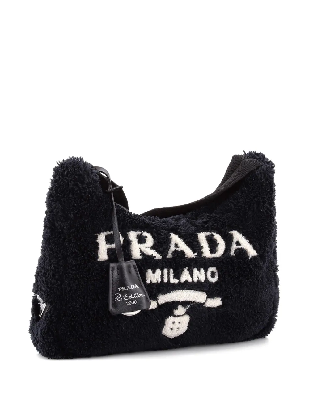 Prada Pre-Owned Re-Edition 2000 Terry Cloth Mini hobo bag - Nero