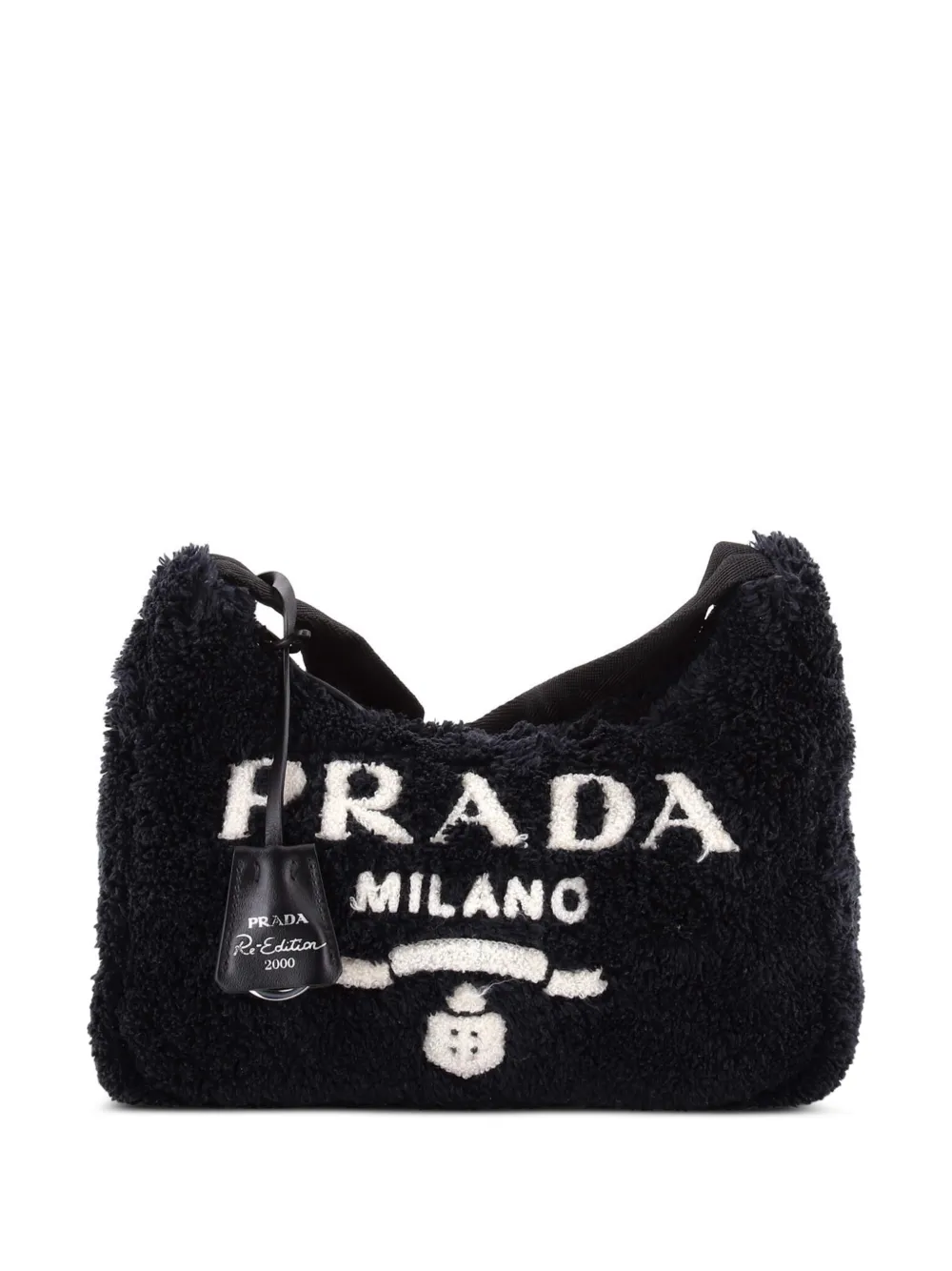 Prada Pre-Owned Re-Edition 2000 Terry Cloth Mini hobo bag | Black | Image 1