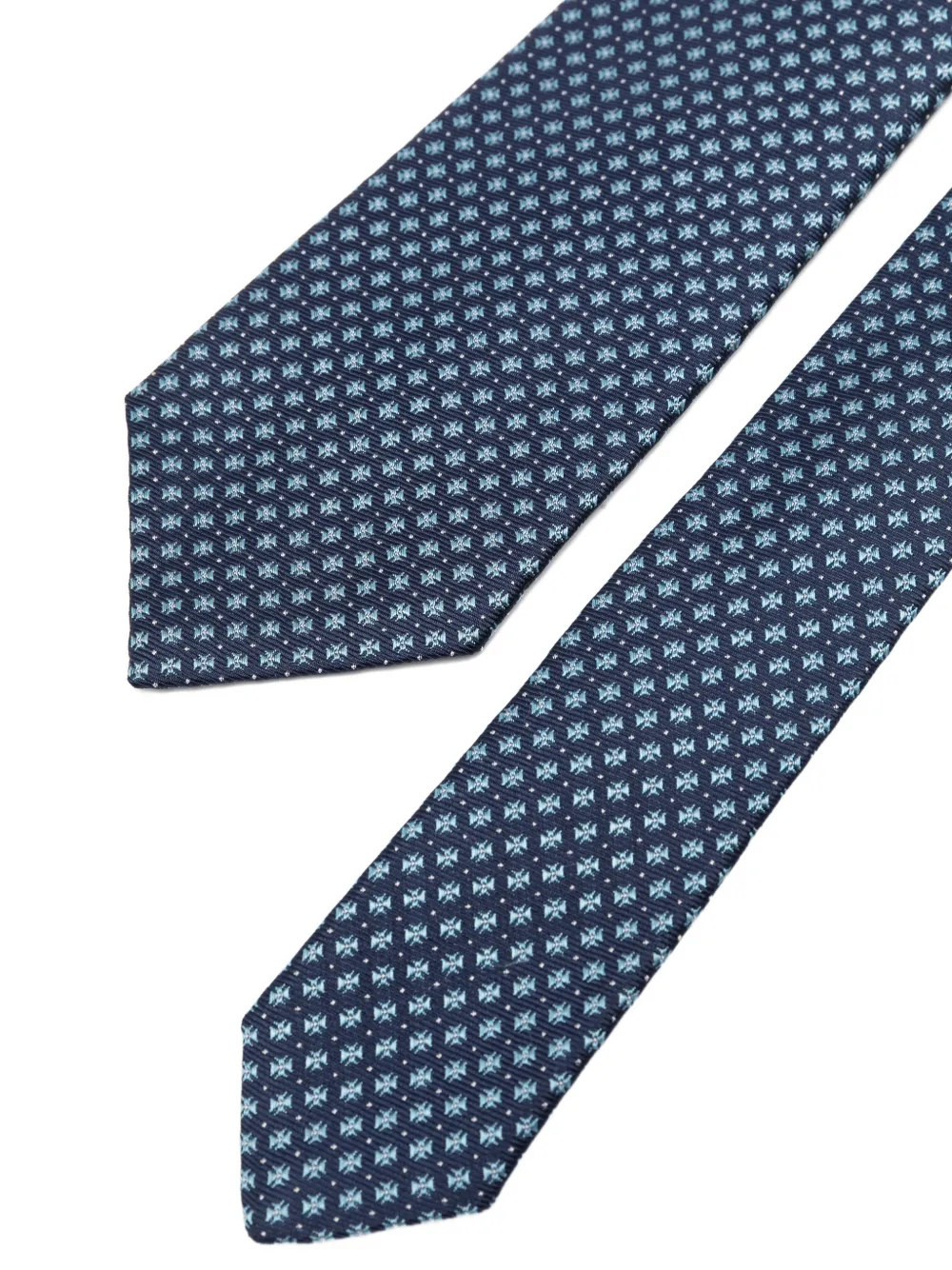 Kiton Zijden stropdas met geometrisch patroon Blauw