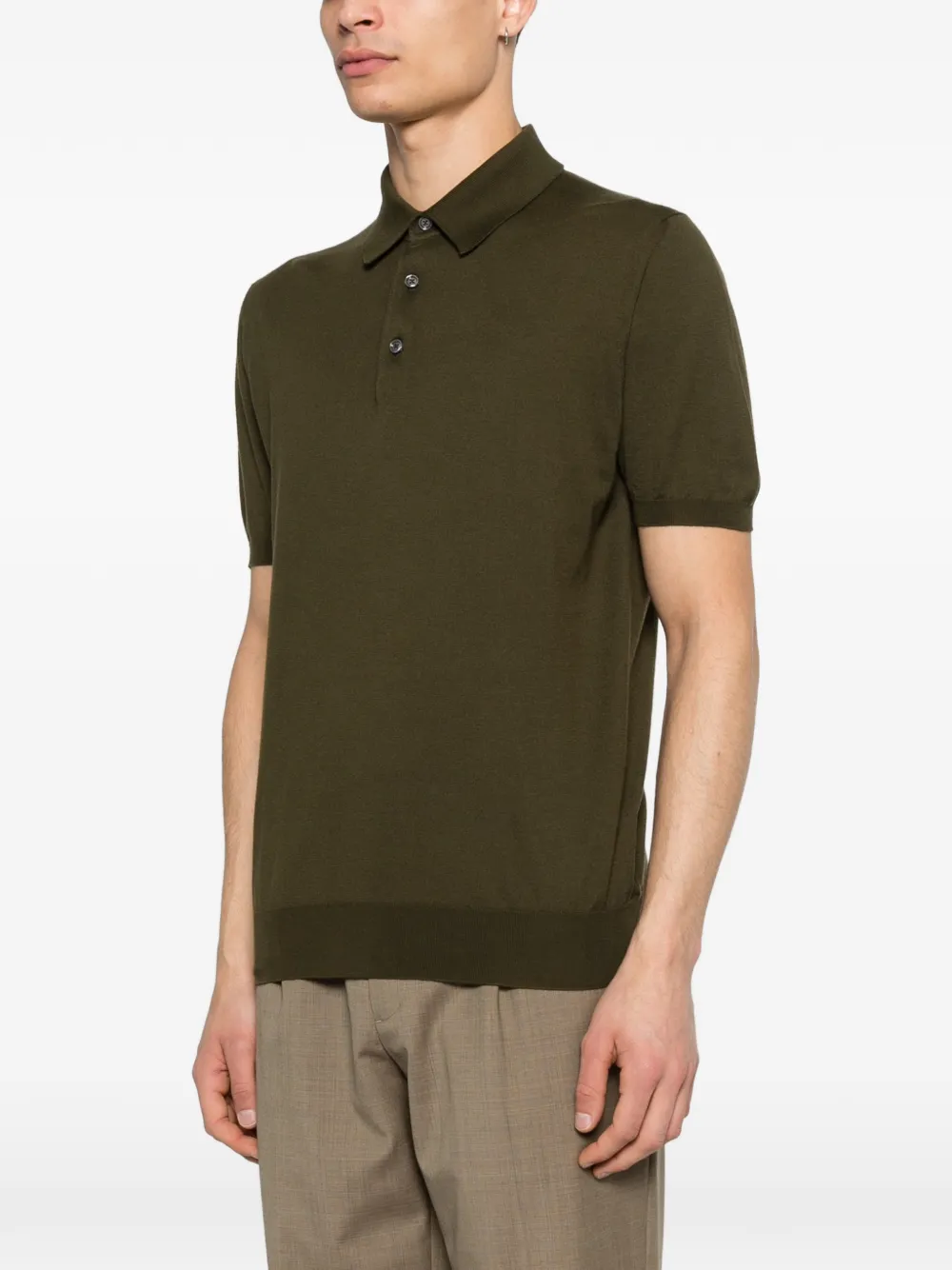  Kiton Button Short-sleeve Polo Shirt - Green 
