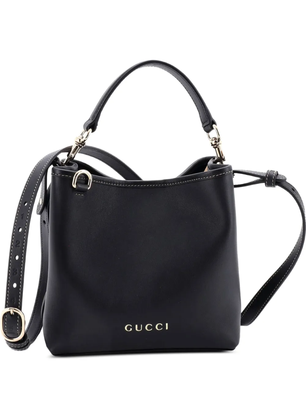 Gucci Pre-Owned Emblem Leather Small bucket bag - Nero