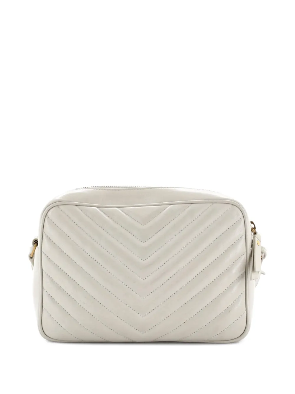 Pre-owned Saint Laurent Lou Camera Bag Matelasse Chevron Leather Small Crossbody Bag In Neutral