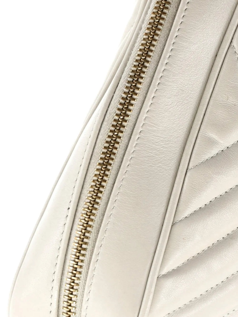 Pre-owned Saint Laurent Lou Camera Bag Matelasse Chevron Leather Small Crossbody Bag In Neutral