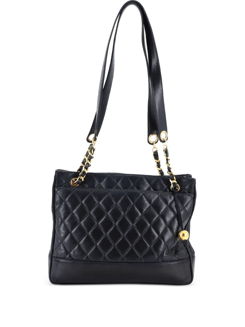 CHANEL Pre-Owned Slit Pocket Quilted Lambskin Medium shoulder bag - Nero