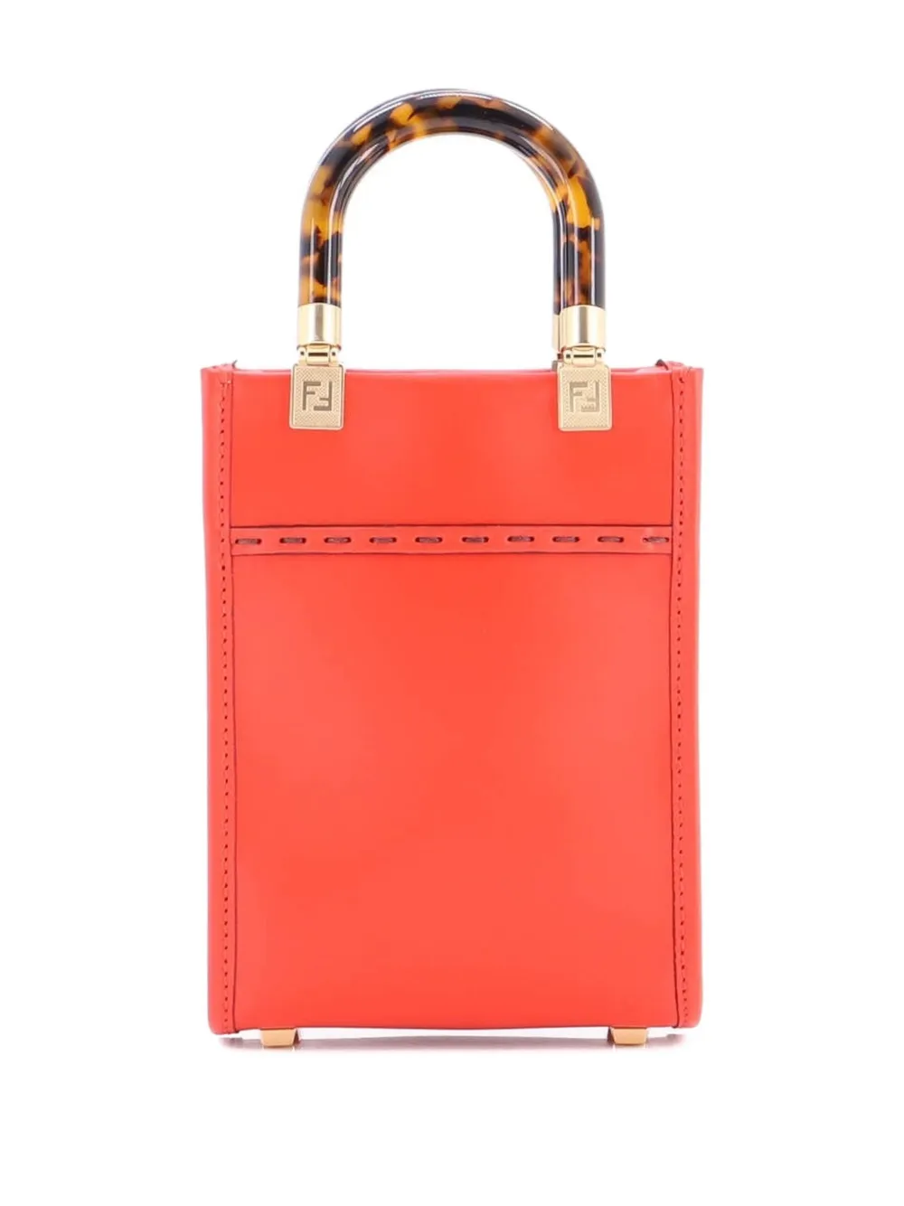 Pre-owned Fendi Sunshine Shopper Tote Leather Mini Crossbody Bag In Red