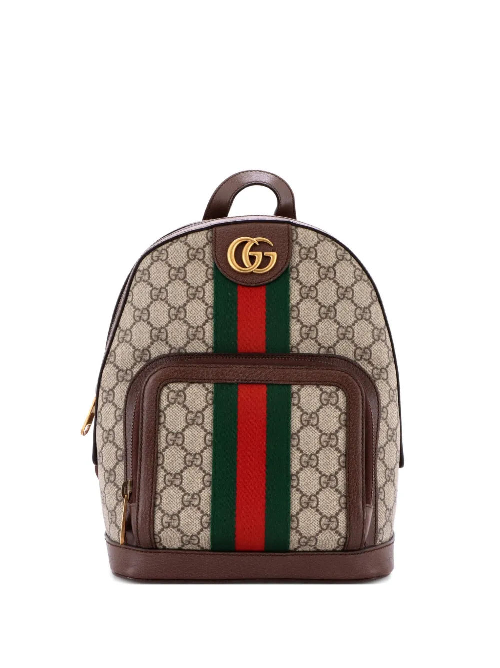 Pre-owned Gucci Ophidia Gg Coated Canvas And Leather Small Backpack In Brown