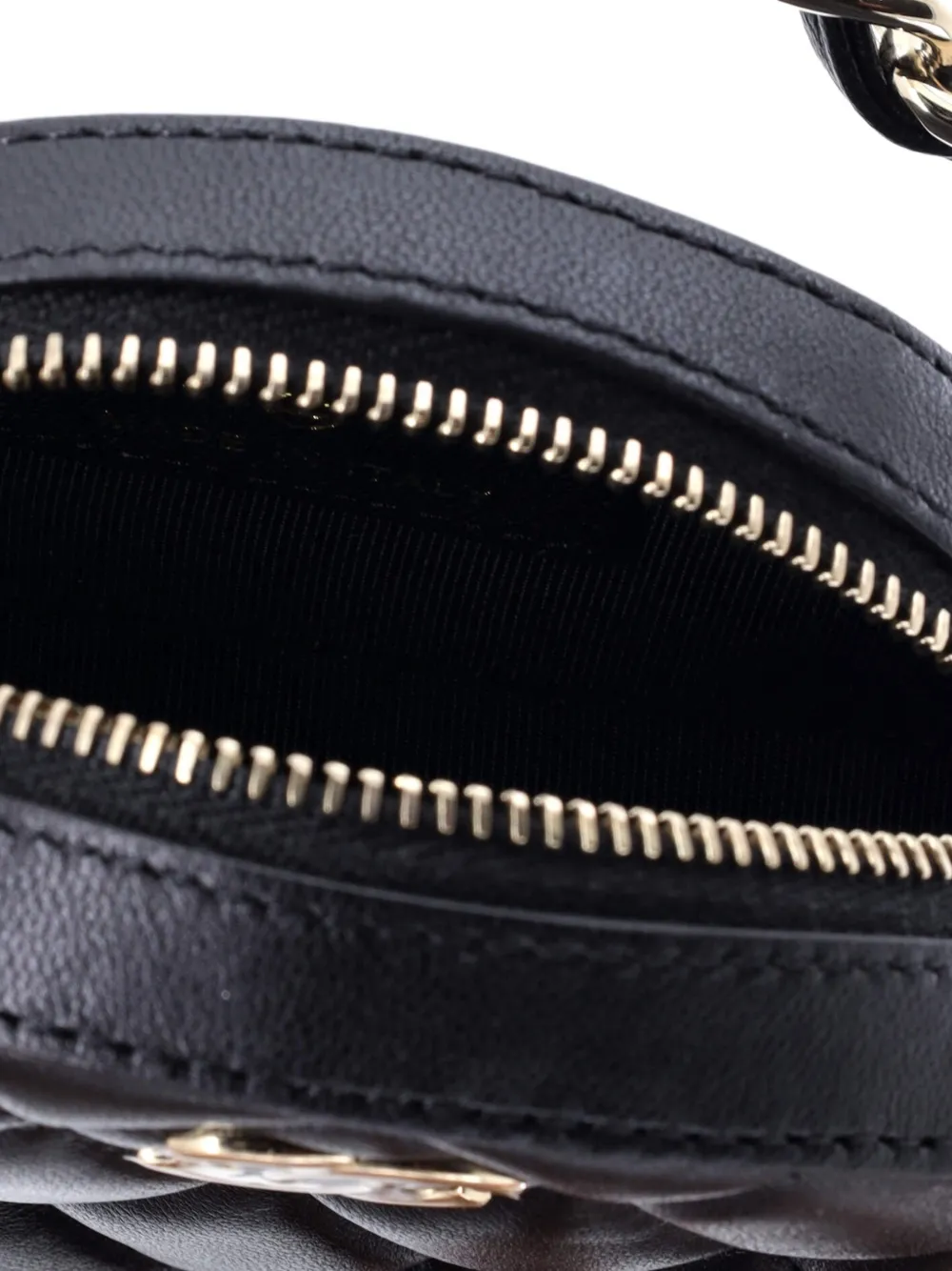 CHANEL Pre-owned Frame Chain Around Round With Chain Quilted Lambskin Mini Clutch Bag In Black