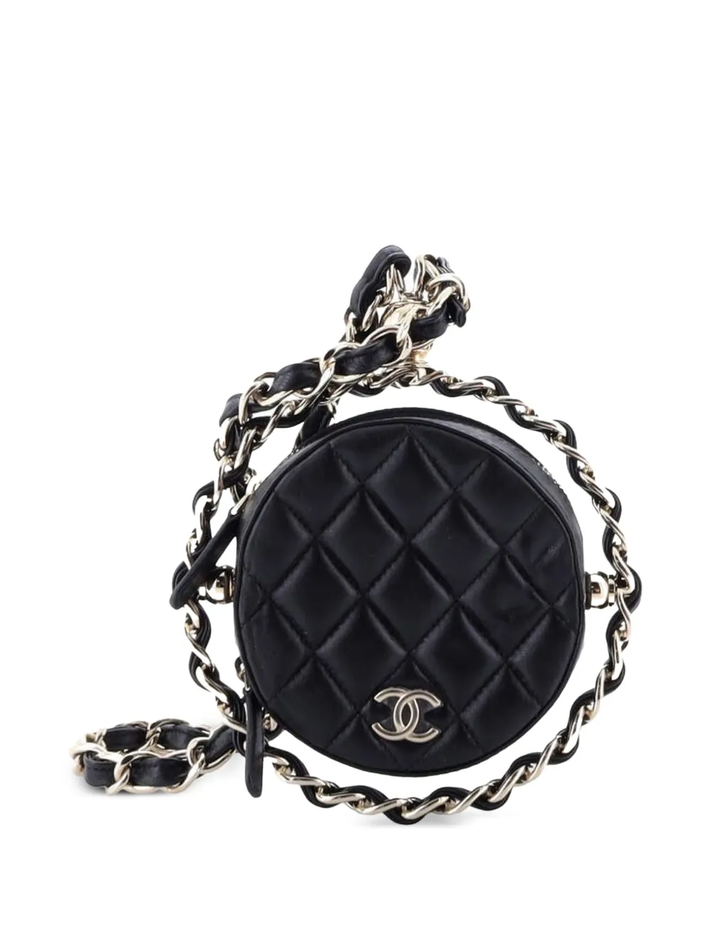 CHANEL Pre-Owned Frame Chain Around Round with Chain Quilted Lambskin Mini clutch bag | Pre-Owned | Image 2