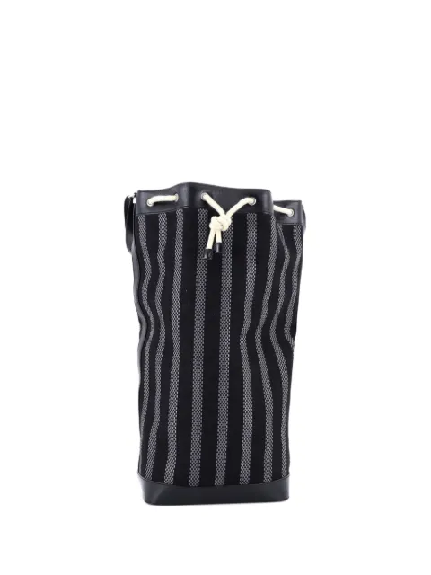 Saint Laurent Pre-Owned Sport Striped Canvas and Leather bucket bag
