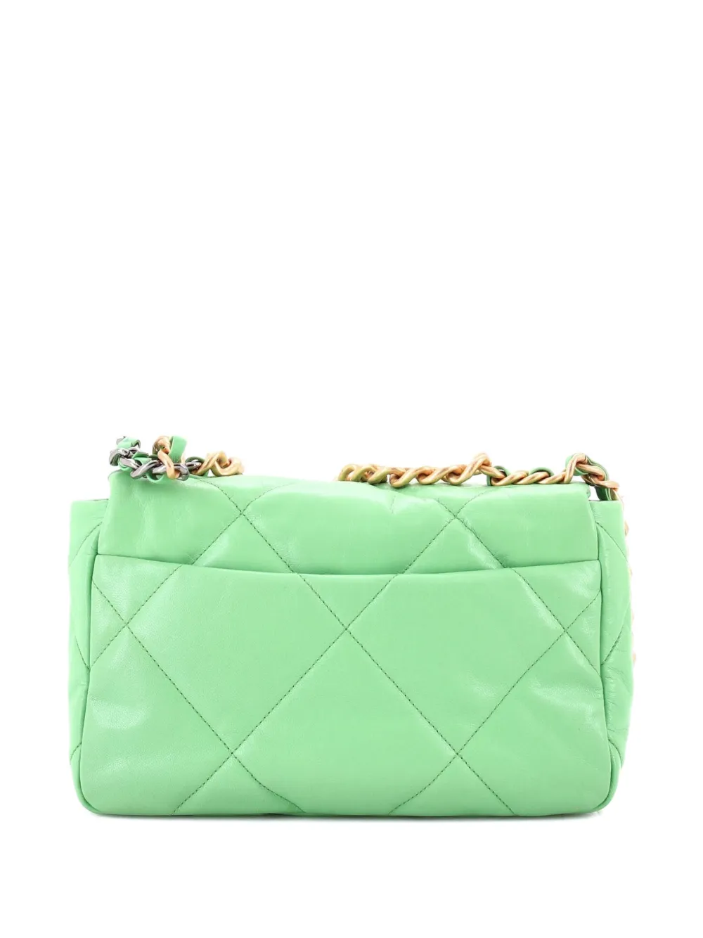 CHANEL Pre-owned 19 Flap Bag Quilted Leather Medium Crossbody Bag In Green