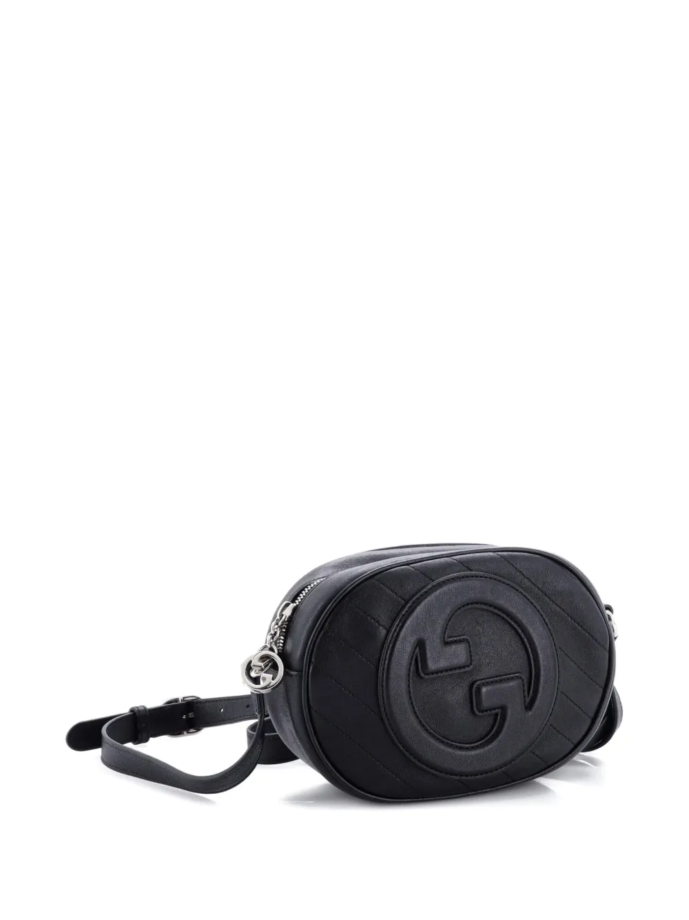 Pre-owned Gucci Blondie Nm Round Camera Bag Diagonal Quilted Leather Crossbody Bag In Black
