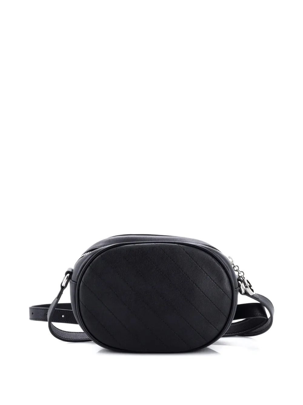 Pre-owned Gucci Blondie Nm Round Camera Bag Diagonal Quilted Leather Crossbody Bag In Black