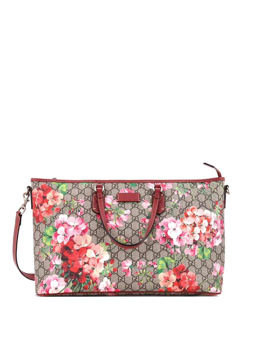 Gucci Pre-Owned Convertible Zip Blooms Print GG Coated Canvas Large tote bag - Rosso