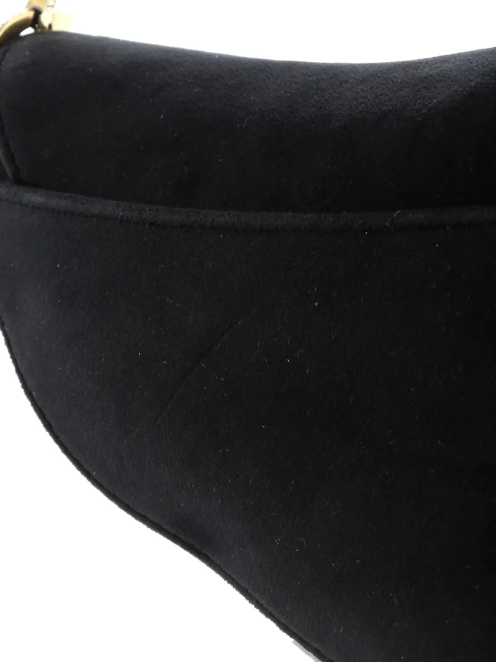 DIOR Pre-owned Saddle Handbag Velvet With Crystals Mini Shoulder Bag In Black