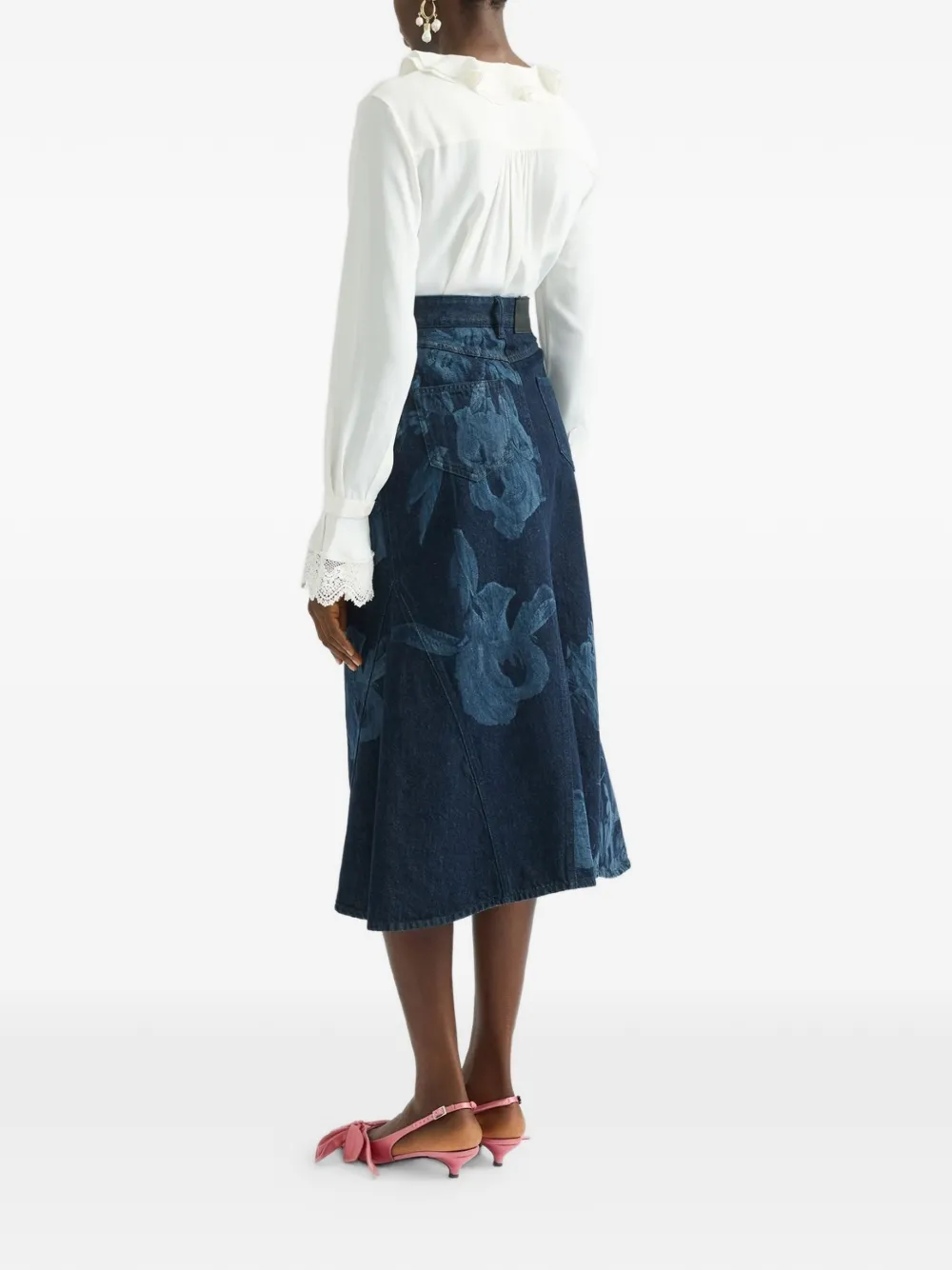  Erdem Floral-print Midi Skirt - Blue 