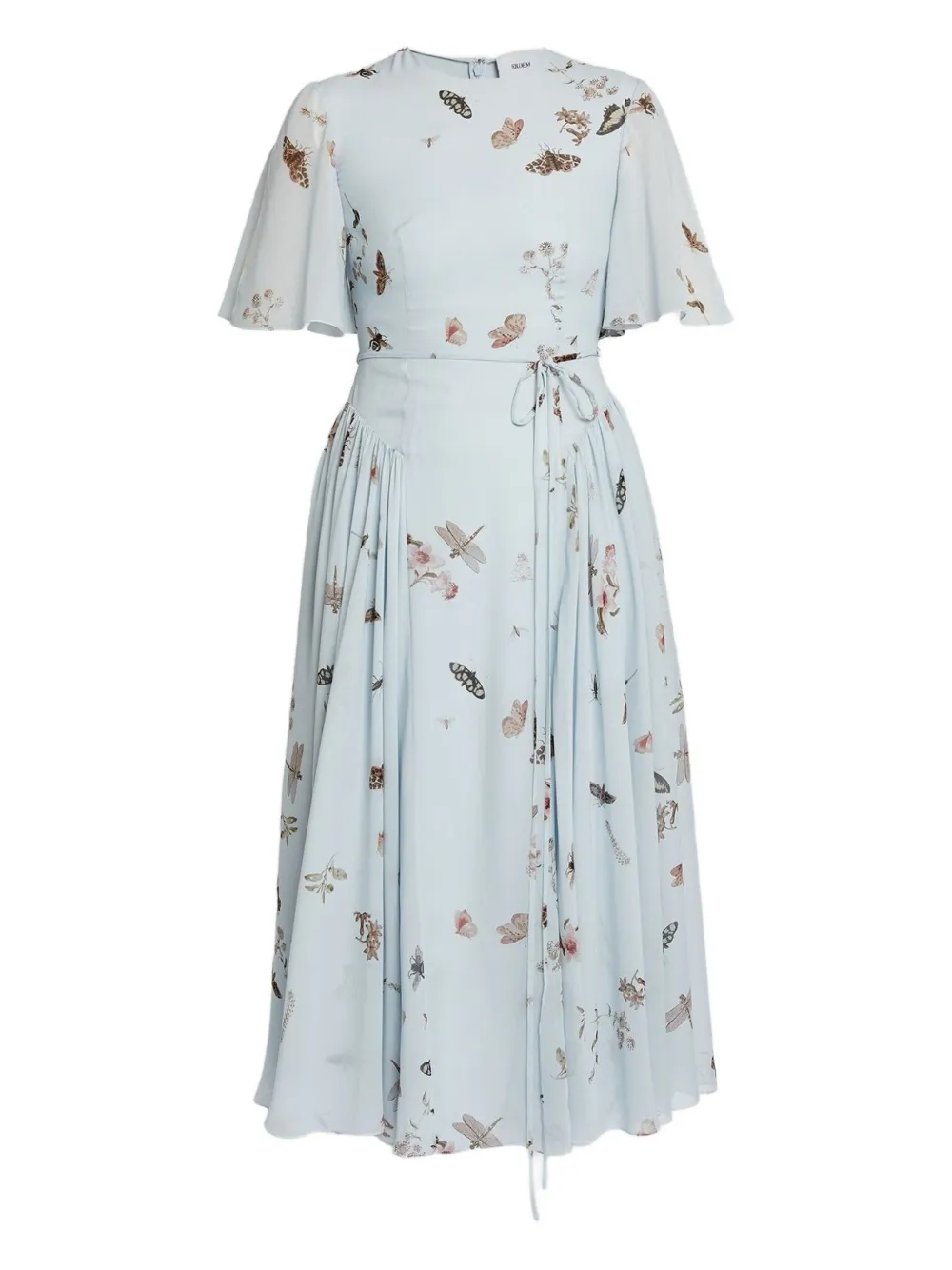 ERDEM printed-detail midi dress - Blu