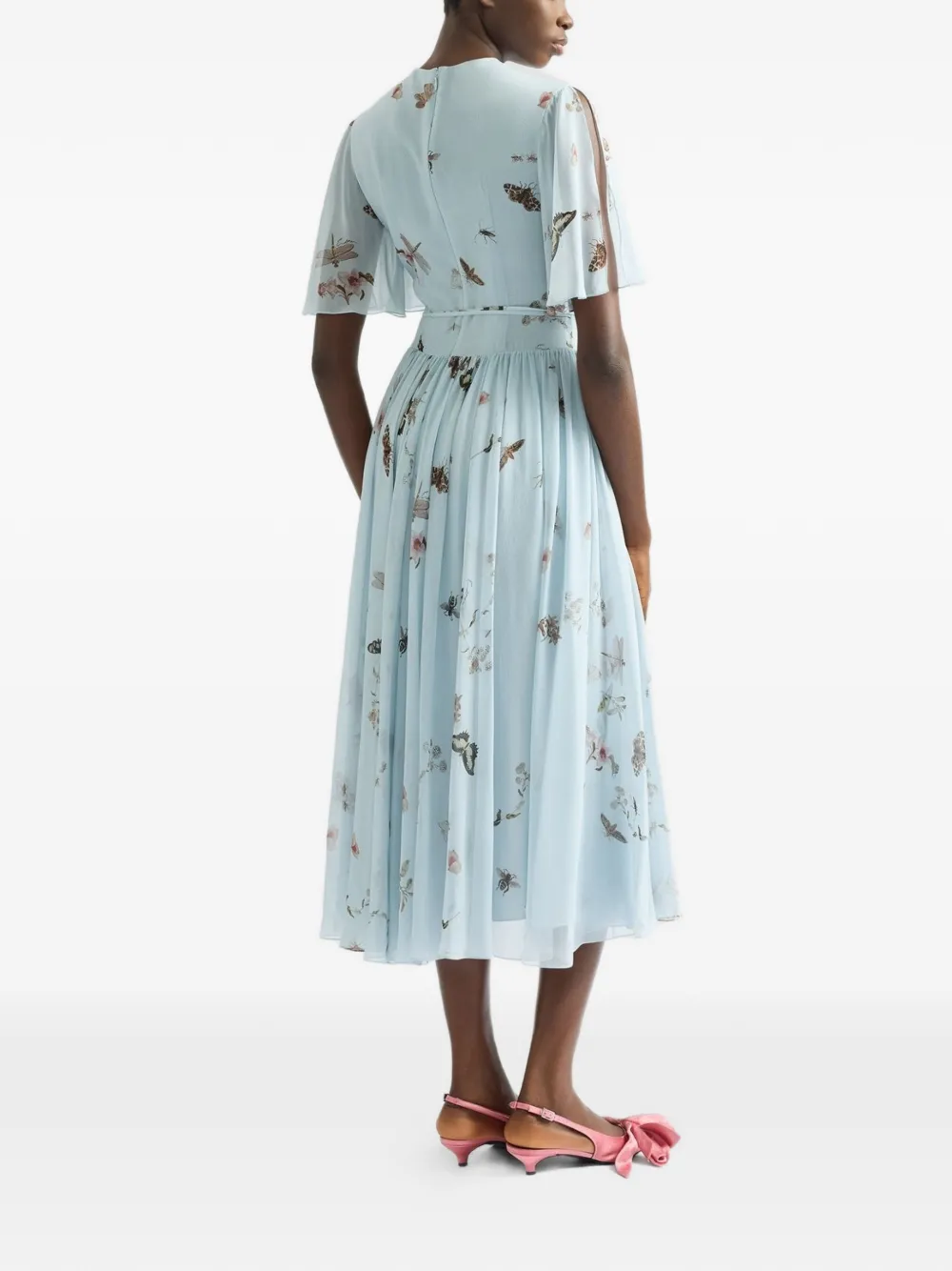  Erdem Printed-detail Midi Dress - Blue 