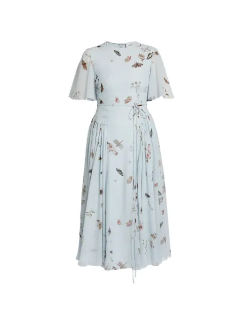 ERDEM vestido midi con detalle estampado
