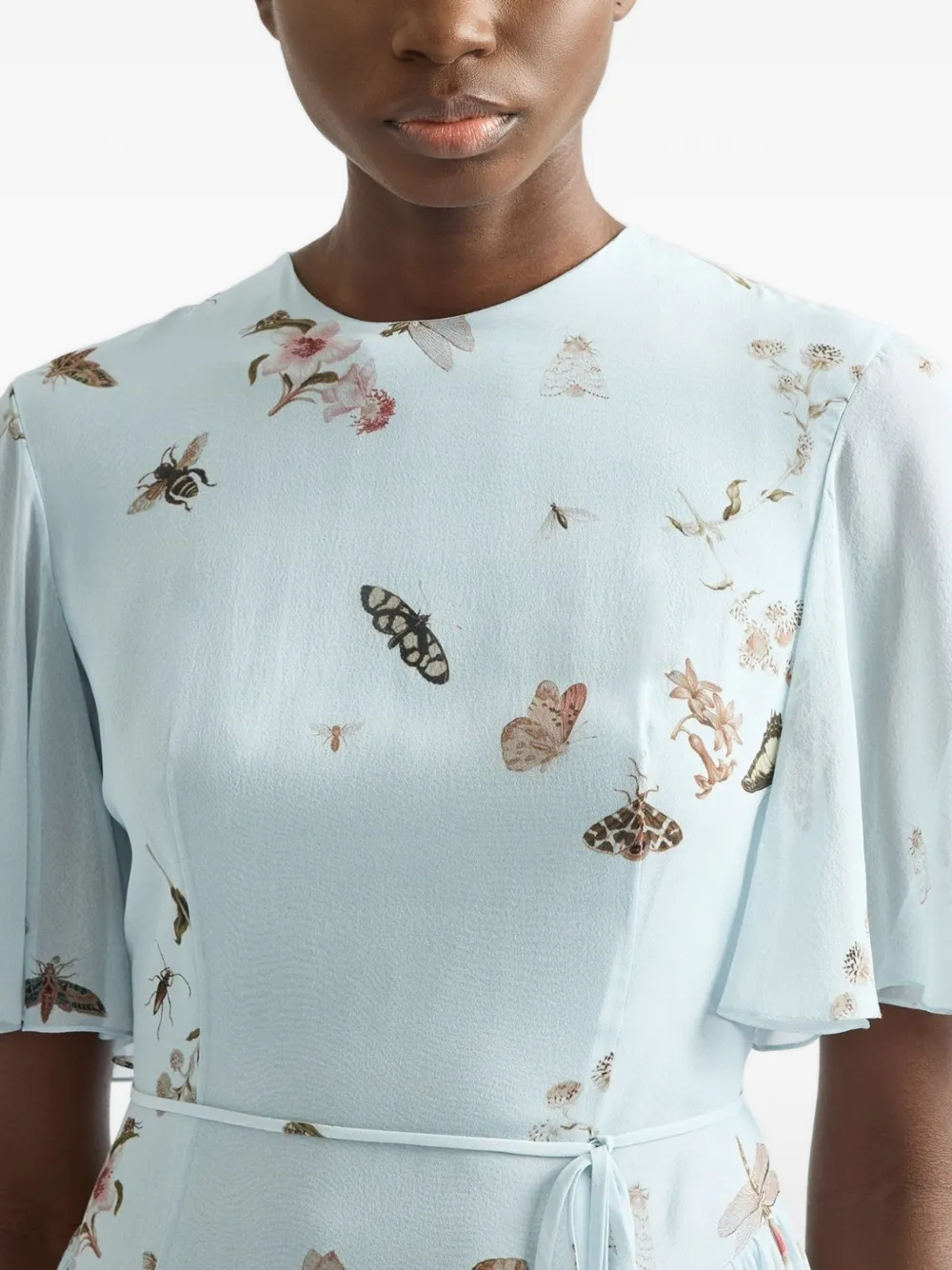 ERDEM Midi-jurk met print Blauw