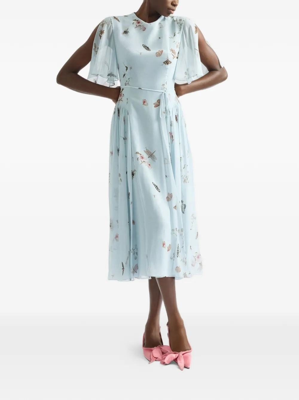  Erdem Printed-detail Midi Dress - Blue 