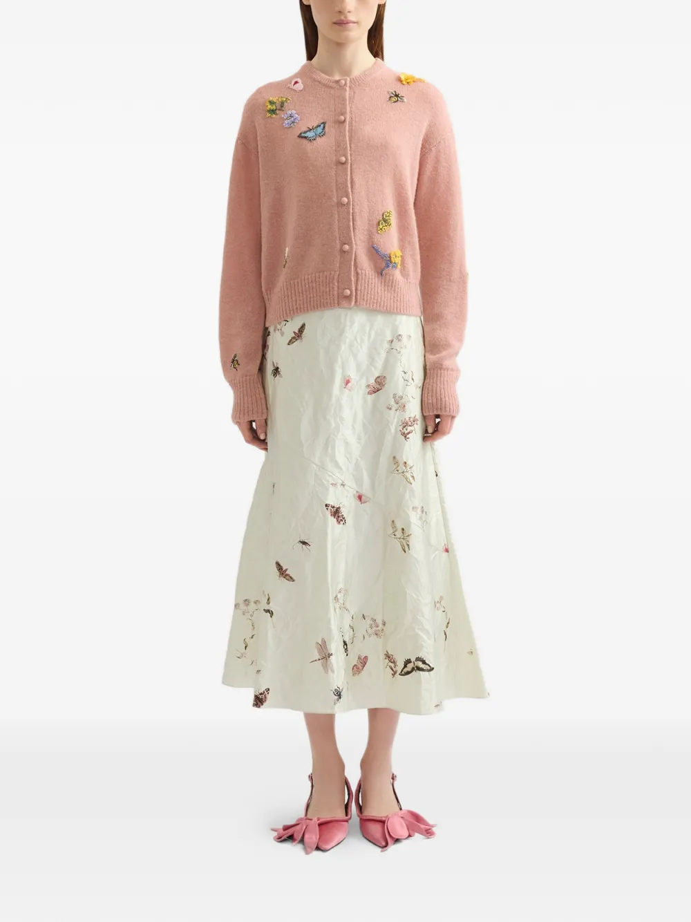 ERDEM A-lijn midi-rok met print - Beige