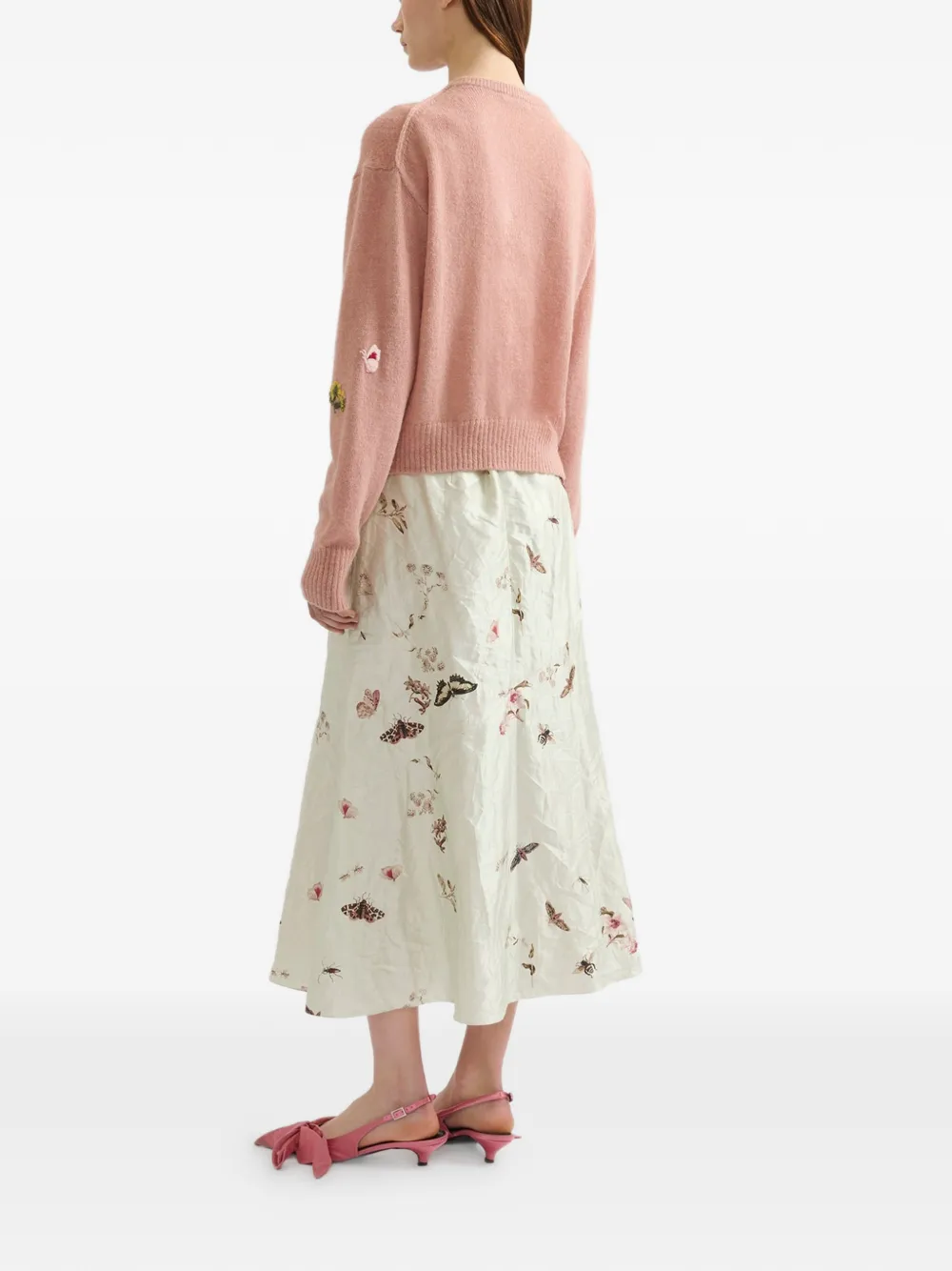 ERDEM A-lijn midi-rok met print Beige