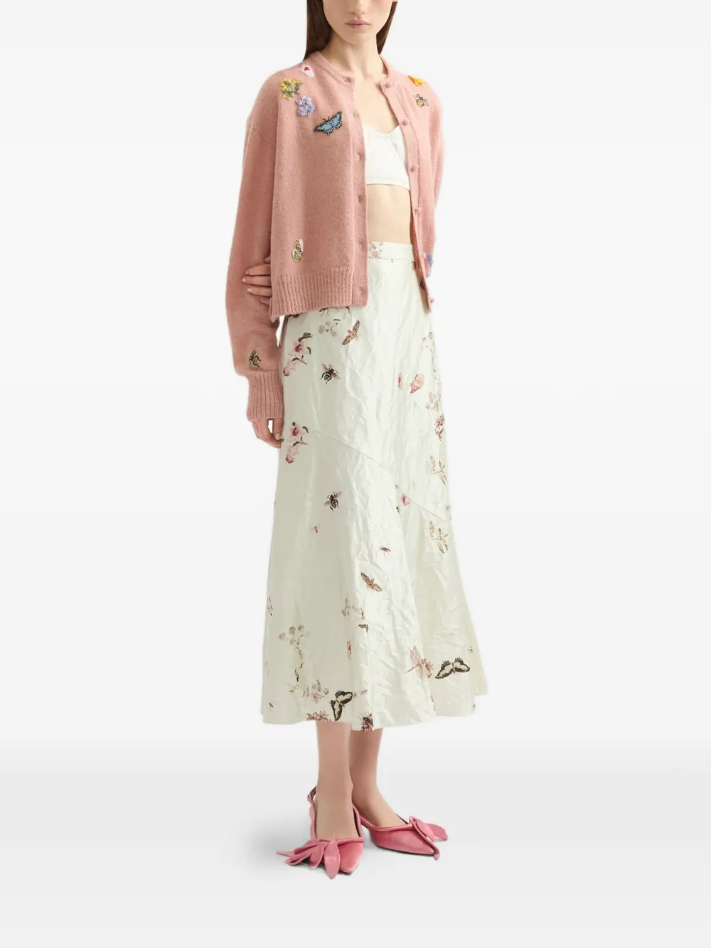  Erdem Printed-detail A-line Midi Skirt - Neutrals 