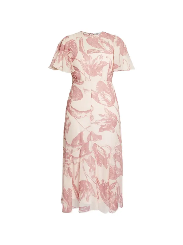 Erdem | Floral Print Silk Voile Midi Dress