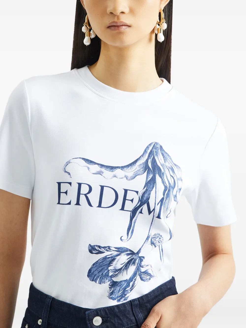 ERDEM T-shirt met print Wit