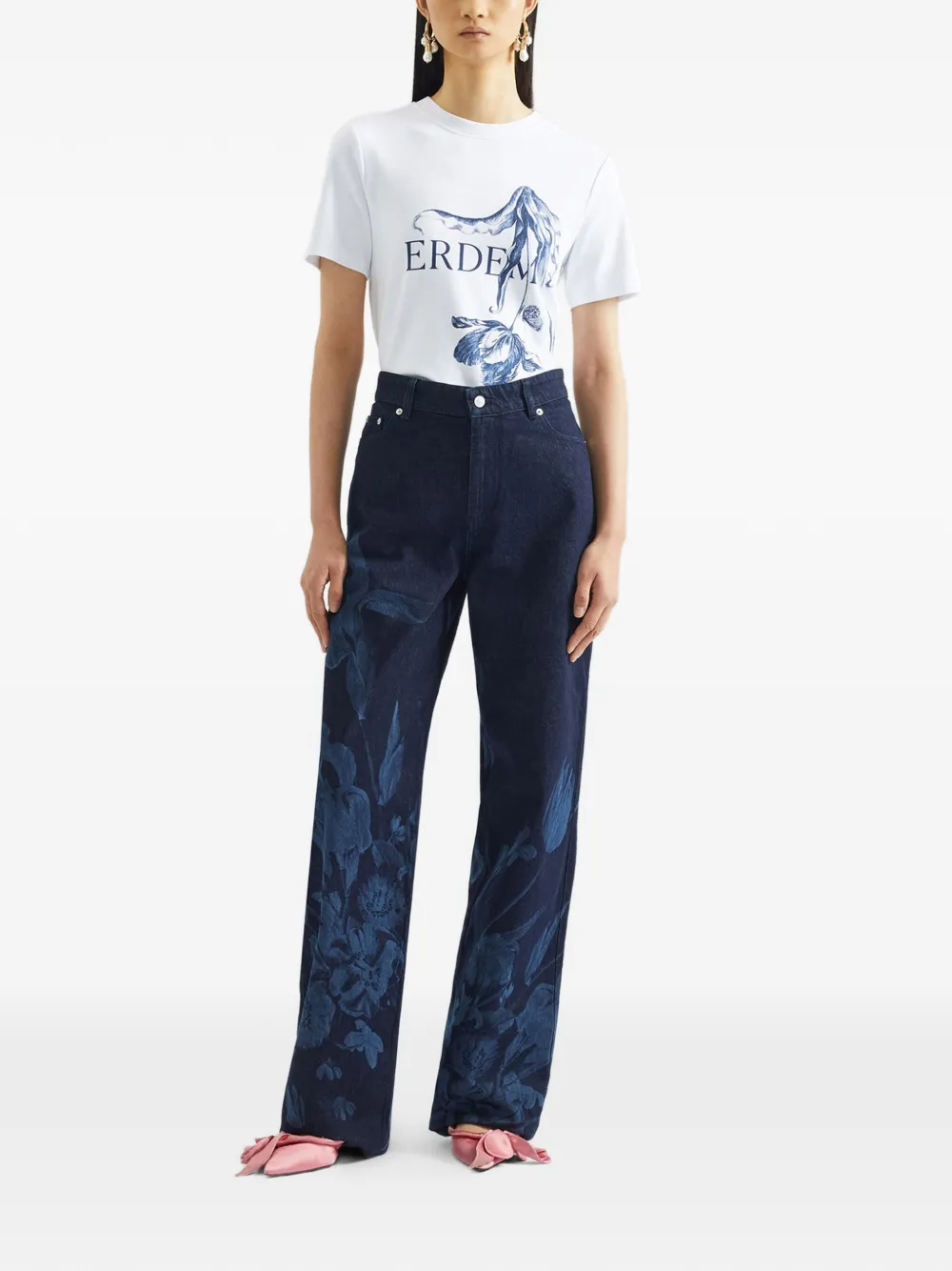 ERDEM T-shirt met print Wit