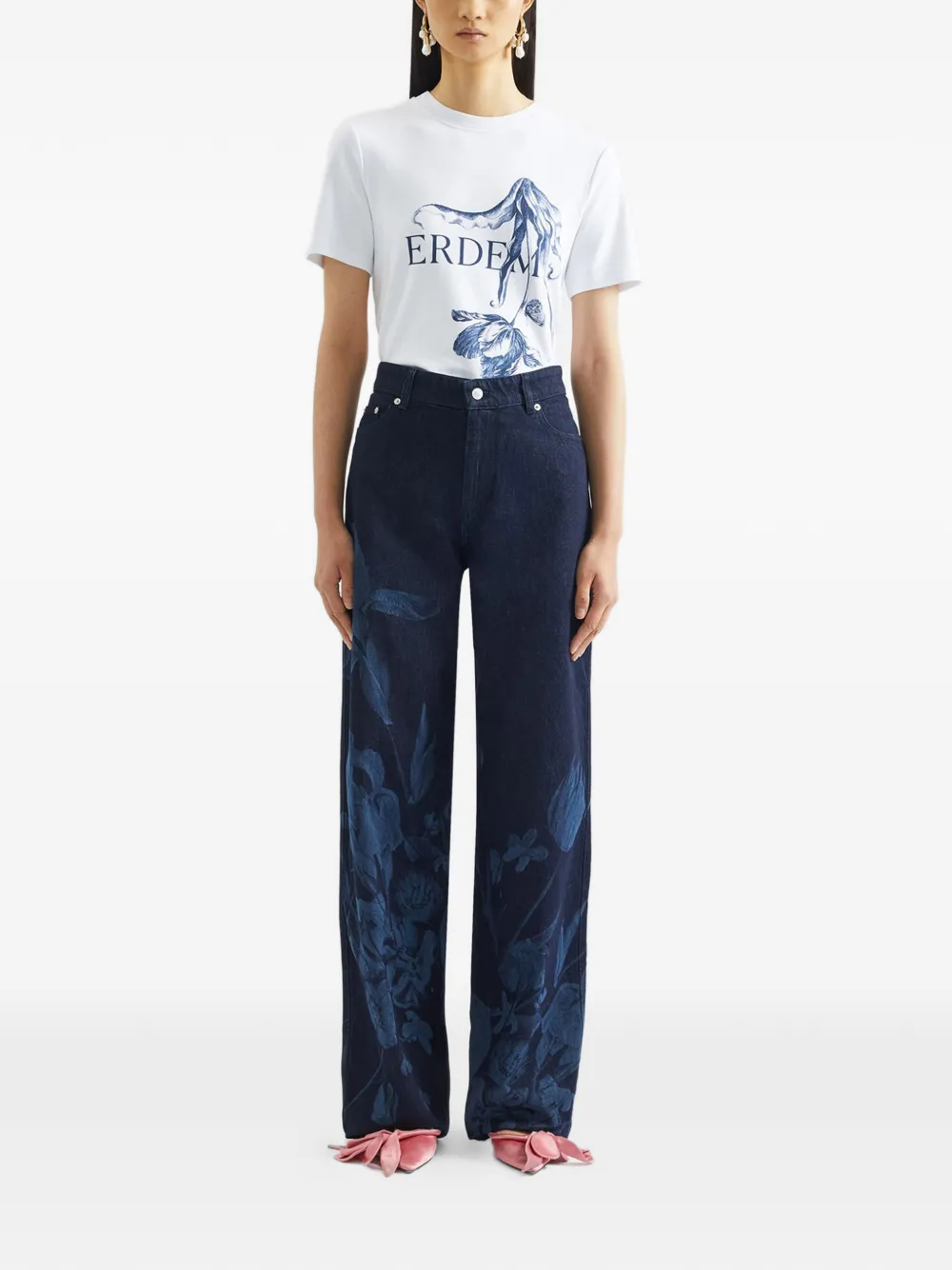 ERDEM T-shirt met print Wit