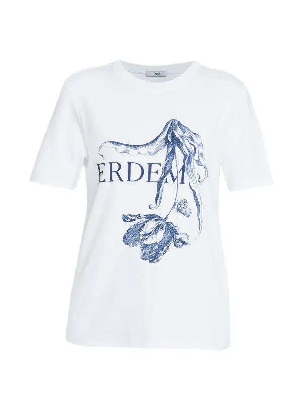 Erdem Printed-detail T-shirt in White