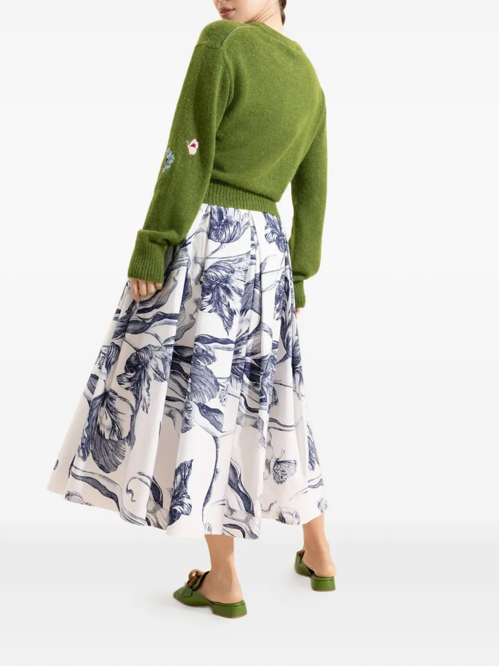  Erdem Long-sleeve Crew-neck Cardigan - Green 
