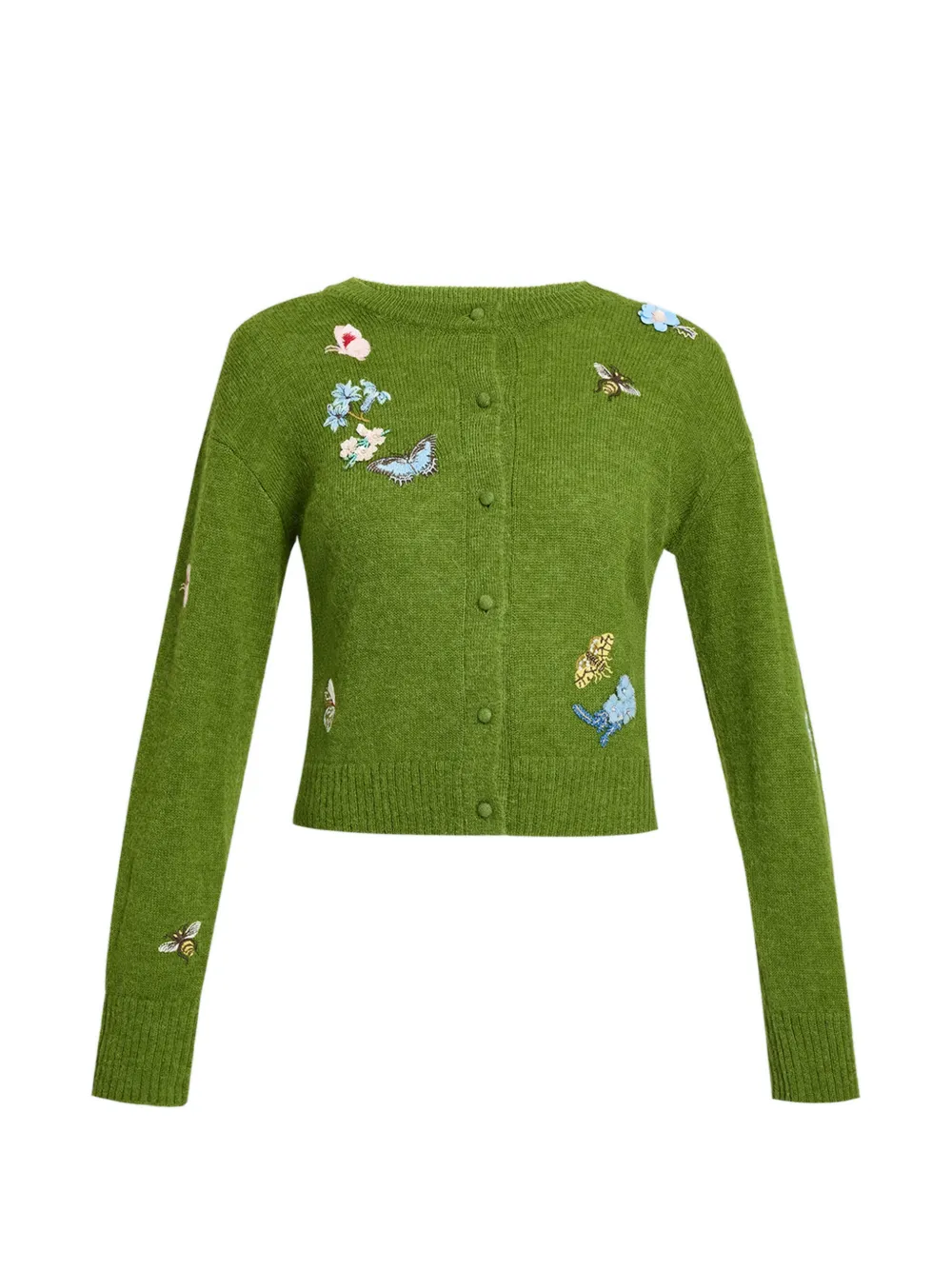 ERDEM Cardigan girocollo con maniche lunghe - Verde