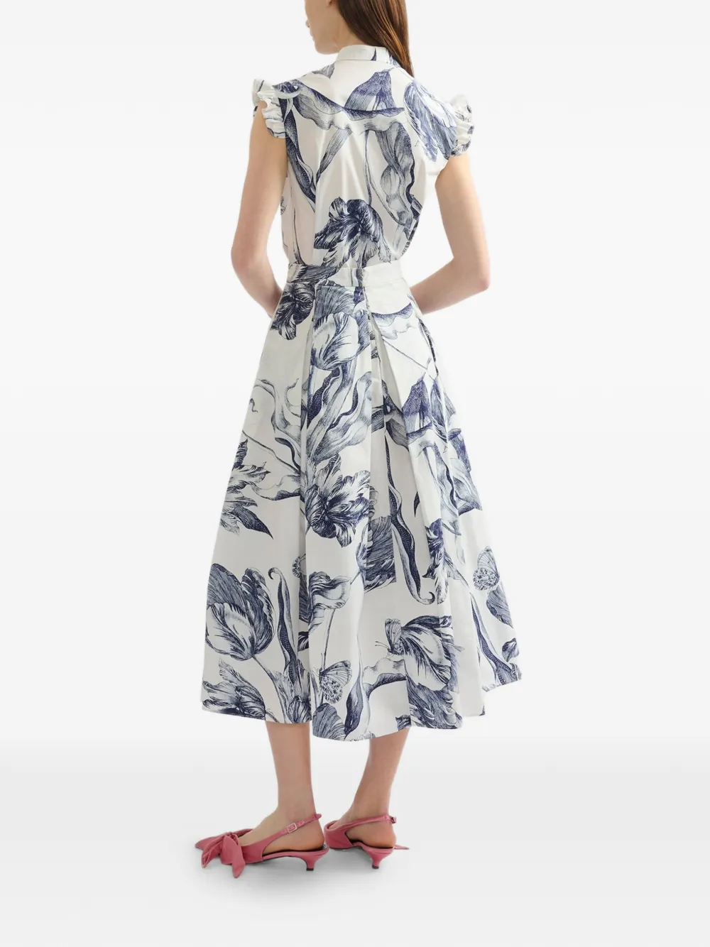 Erdem Floral-print Pleated Midi Skirt In White