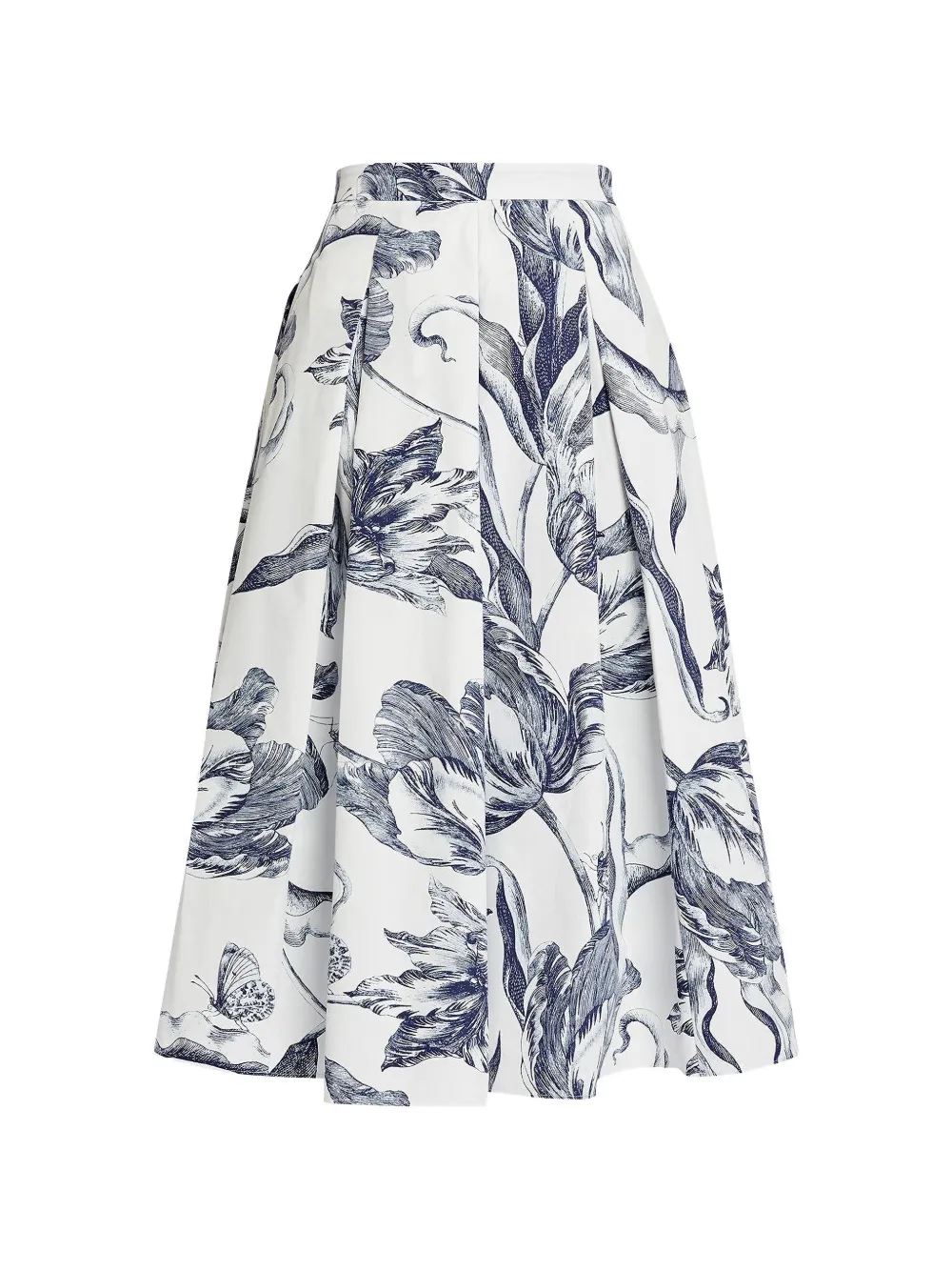 ERDEM floral-print pleated midi skirt - Bianco