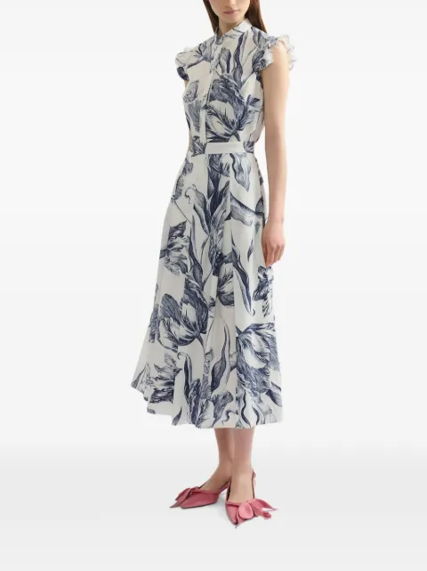 ERDEM falda midi con pliegues y estampado floral