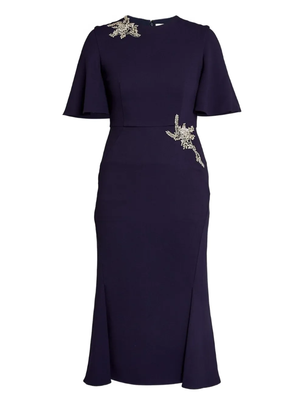 ERDEM embellished short-sleeve midi dress - Blu